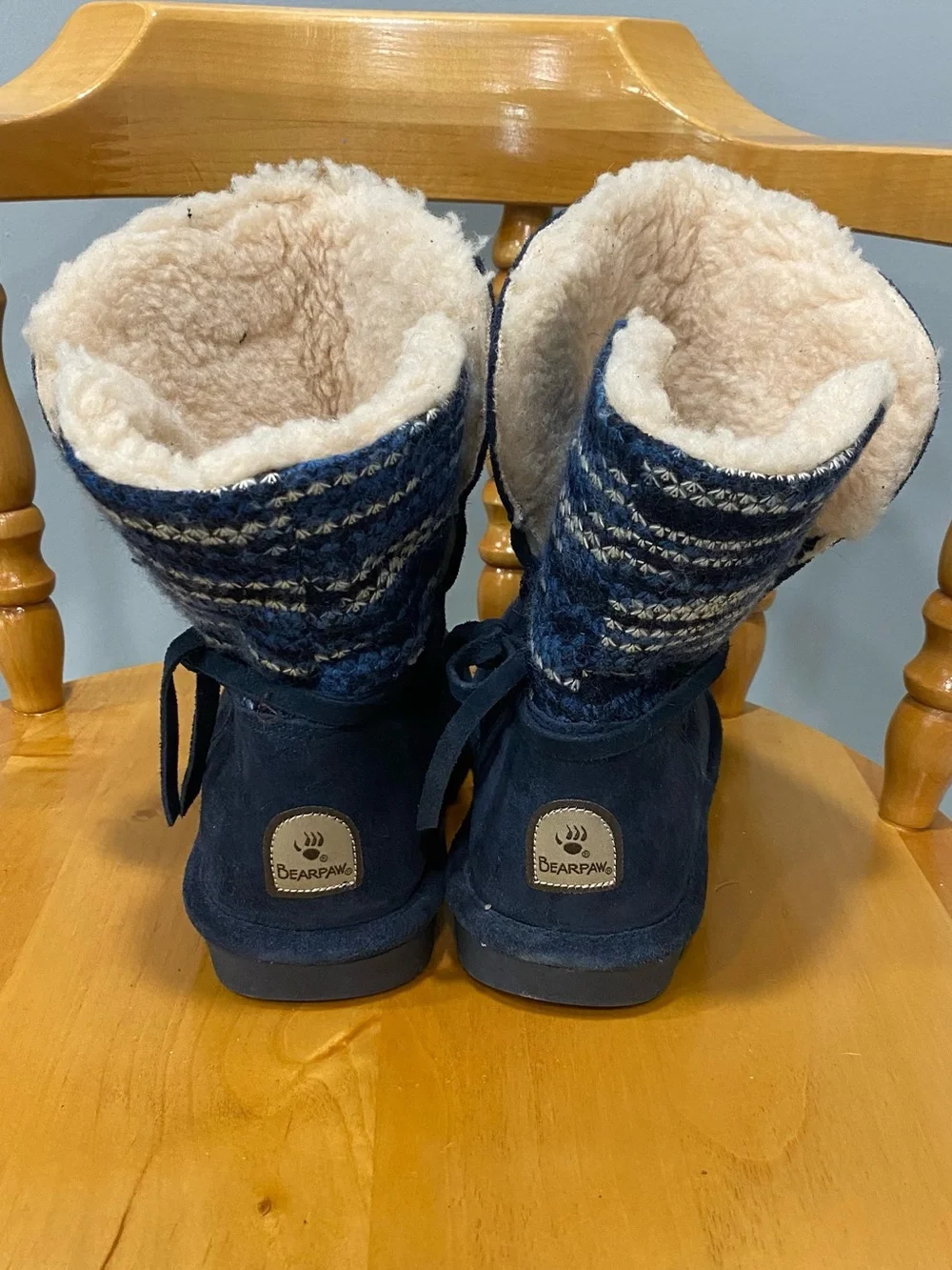 Women's Navy Suede Shearling Lined Winter Boots from BEARPAW size 8